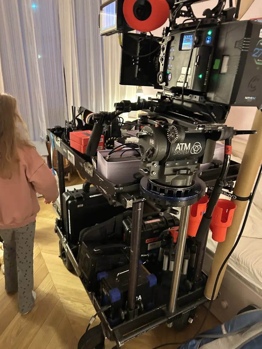Cinema camera on a cart