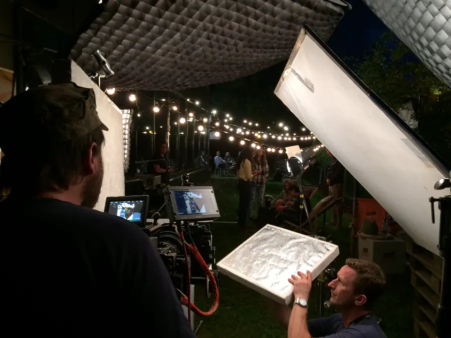 Night shoot with string lights