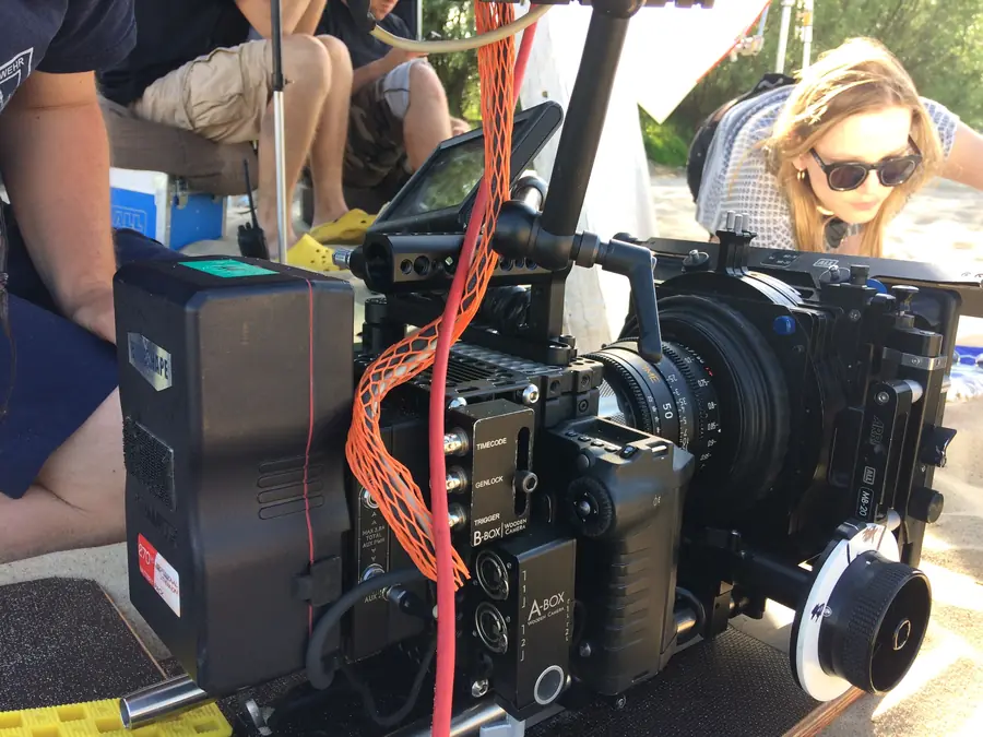 Camera with follow focus outdoors