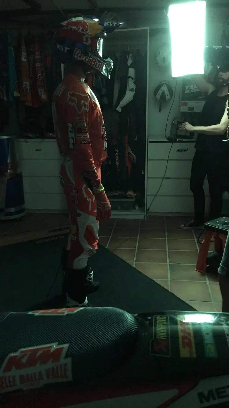 Motocross rider in studio light