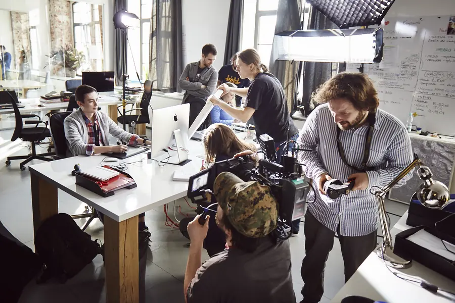 Making of: the crew in an office